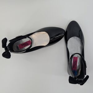 Rachel Shoes Glossy Black Women's Flats with Bow